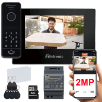 Zestaw Wideodomofonowy 2MPx Zintronic Czarny + Zasilacz DIN + 2x Karta RFID + 3x Brelok RFID + Karta SD 32GB
