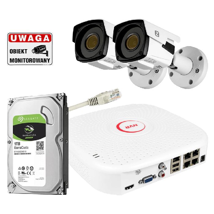 Zestaw Monitoringu IP POE 5MP 2 kamery B5 MAX 5xZoom Optyczny