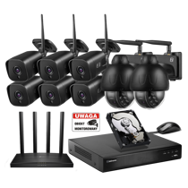 Zestaw Monitoringu IP WiFi 5MP 8 kamer 2x kamera Obrotowa P5 CZARNA router Archer