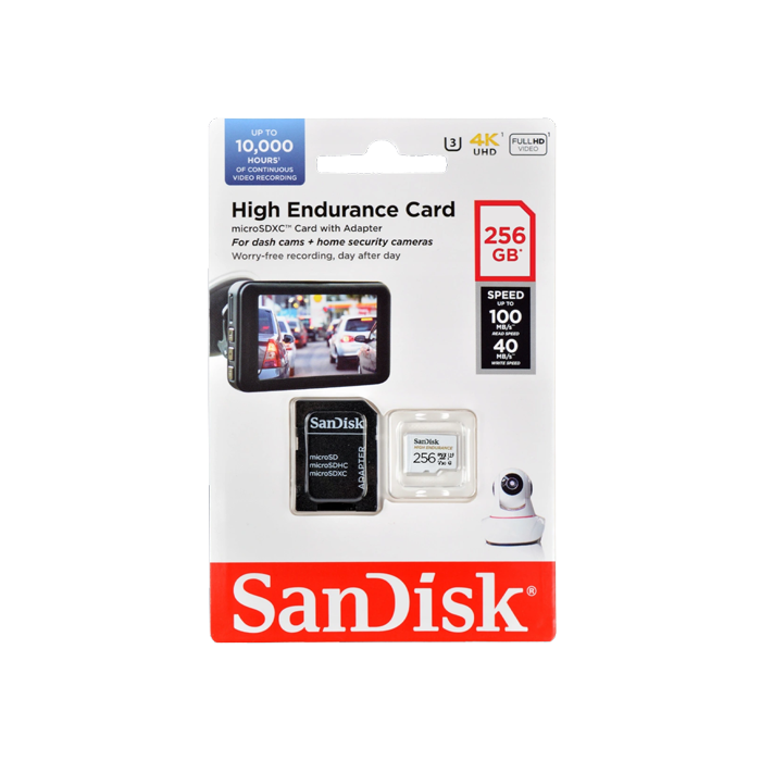 Karta SanDisk 256GB micro SDXC High Endurance V30 100 MB/S Cl.10 UHS-1 4K