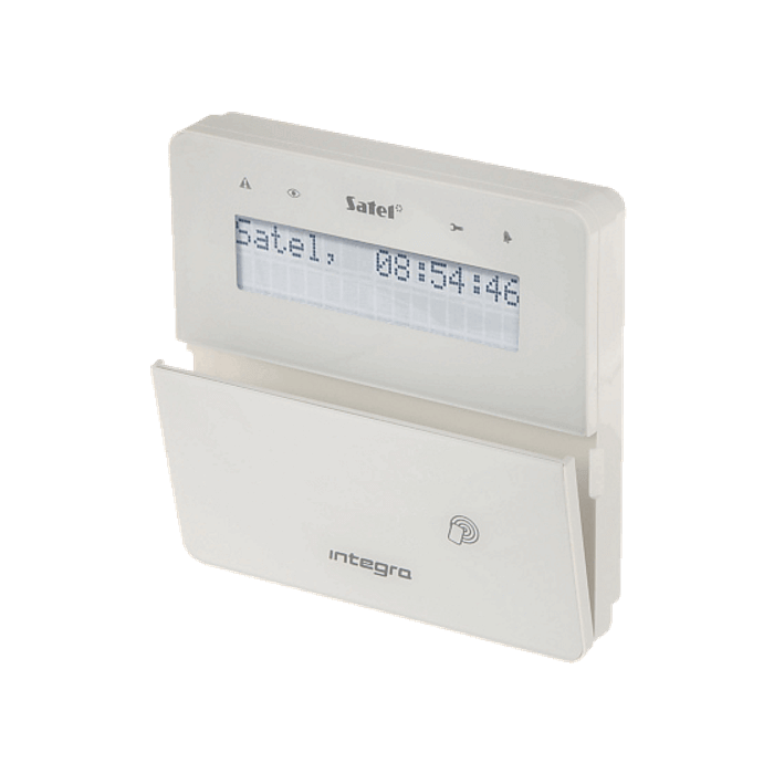 Manipulator LCD do centrali alarmowej SATEL INTEGRA z czytnikiem kart zbliżeniowych, biały INT-KLFR-W SATEL