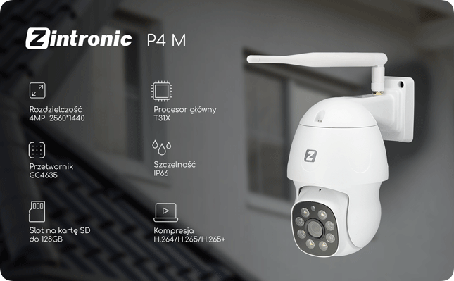 Kamera obrotowa Zintronic P4 M METALOWA IP WiFi 3.6mm 4MP 4 MPX IR 30M